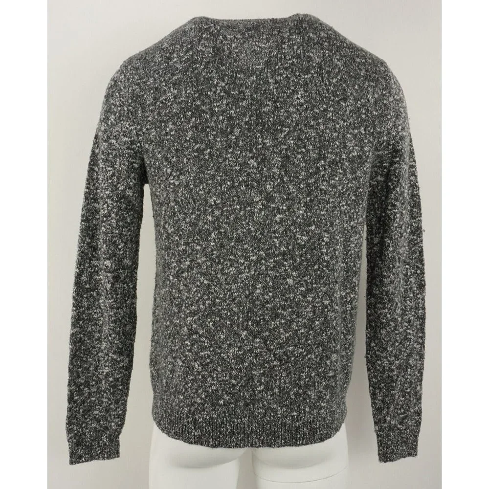 Calibrate Men's Large Gray White Wool Cotton Knit Melange‎ Slub Crewneck Sweater